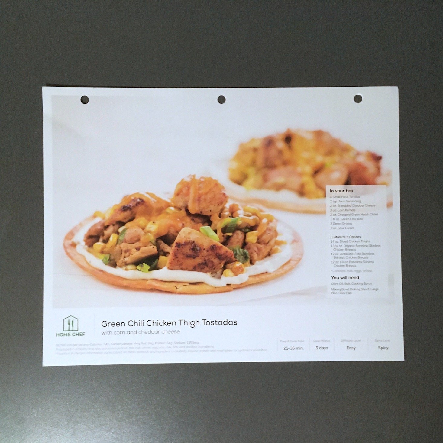 Home Chef February 2020 - chicken thigh tostadas recipe card front