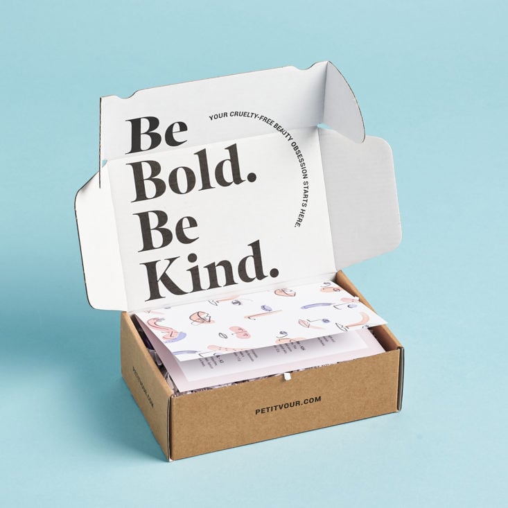 open inside of box with be kind be bold text inside