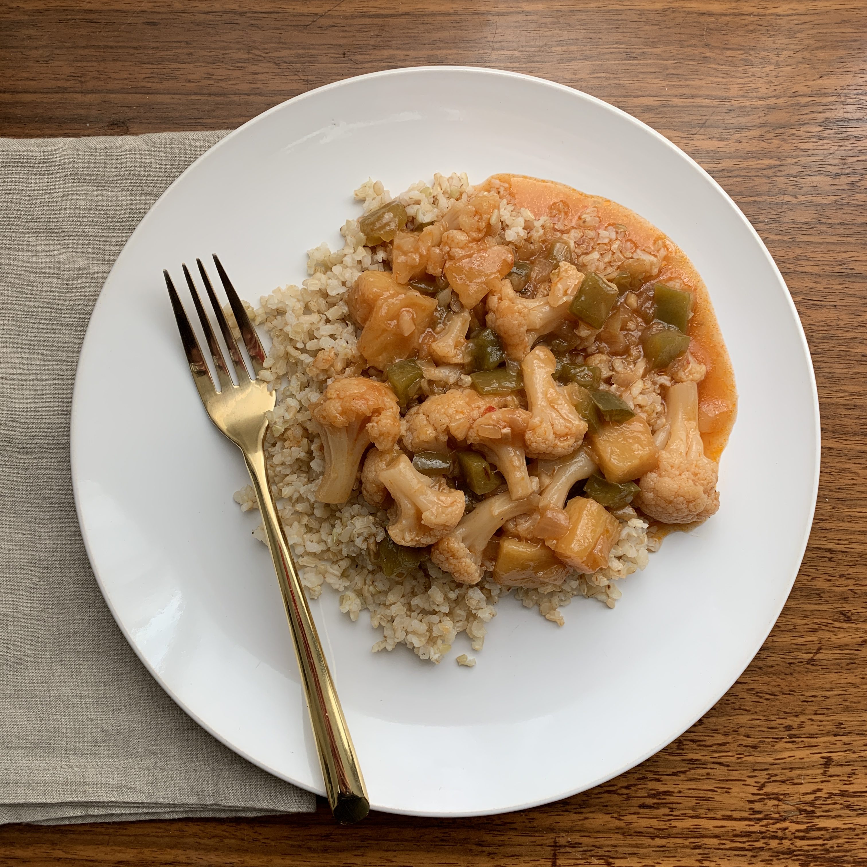 Sweet and Sour Cauliflower on plate