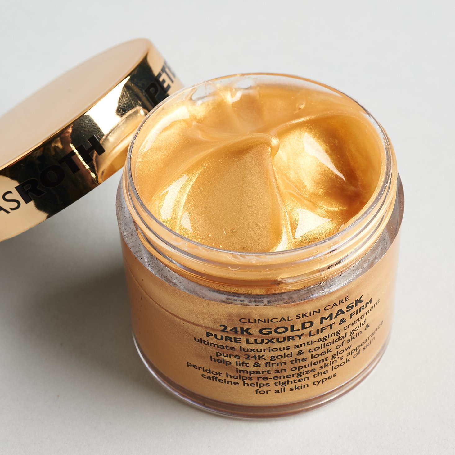 Peter Thomas Roth 24k Gold Mask Pure Luxury Lift & Firm Mask with lid off