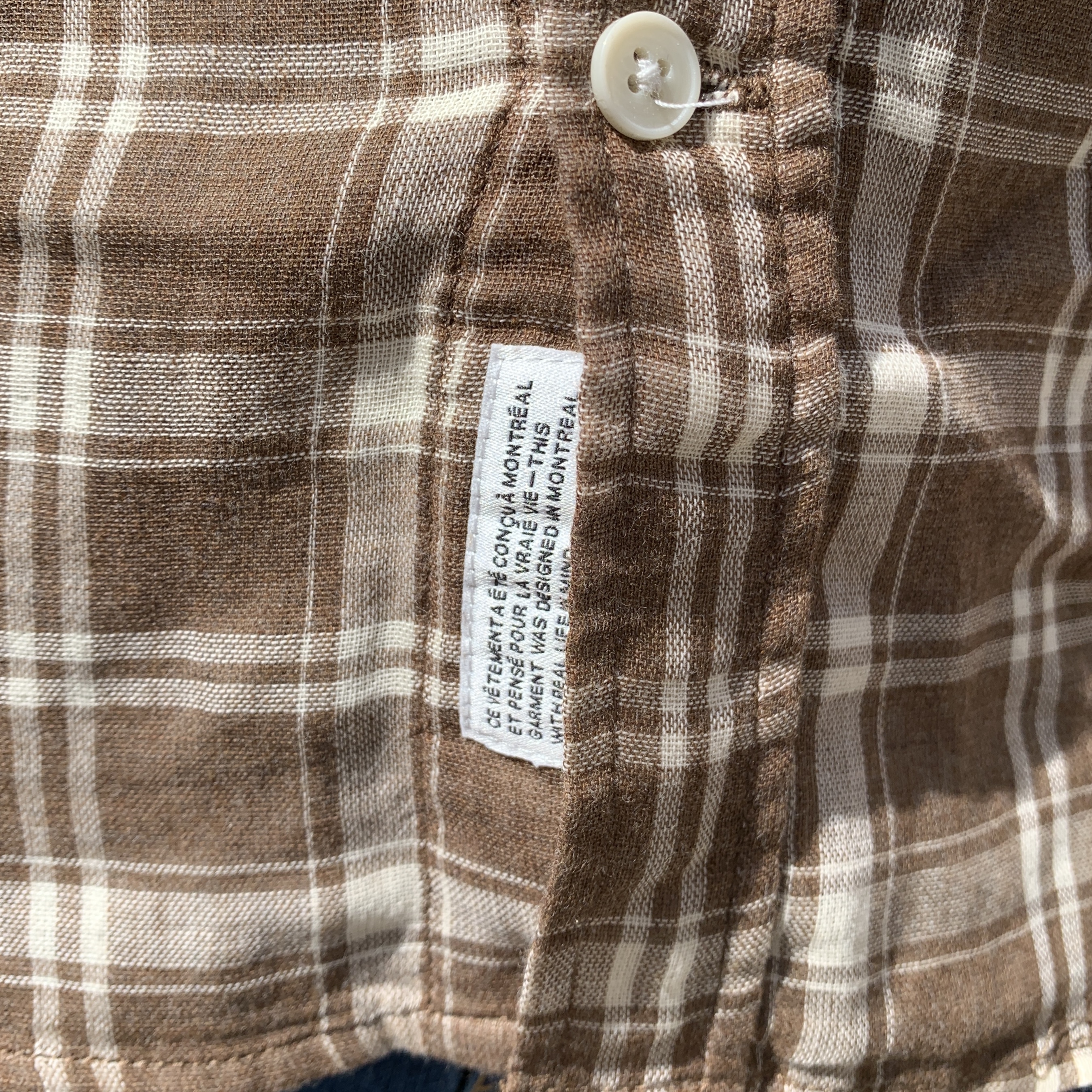 close up of tag on shirt