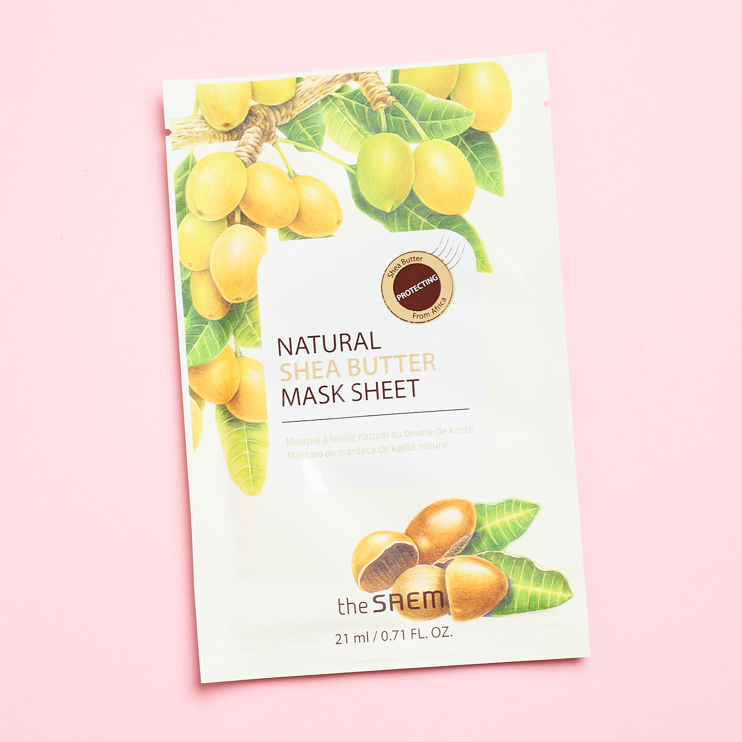 sheet mask with olive illustration