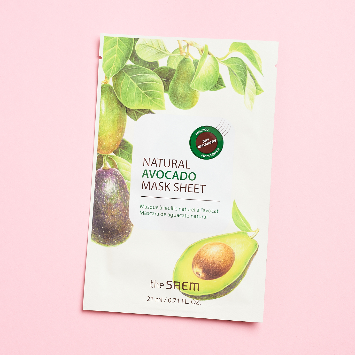 sheet mask with avocado illustration