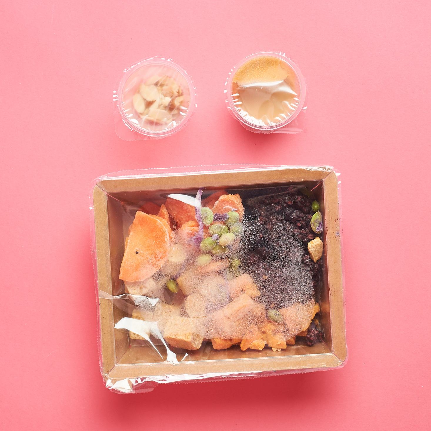 Mosaic Foods Miso Tempeh Bowl Frozen in Package with Toppings on the side