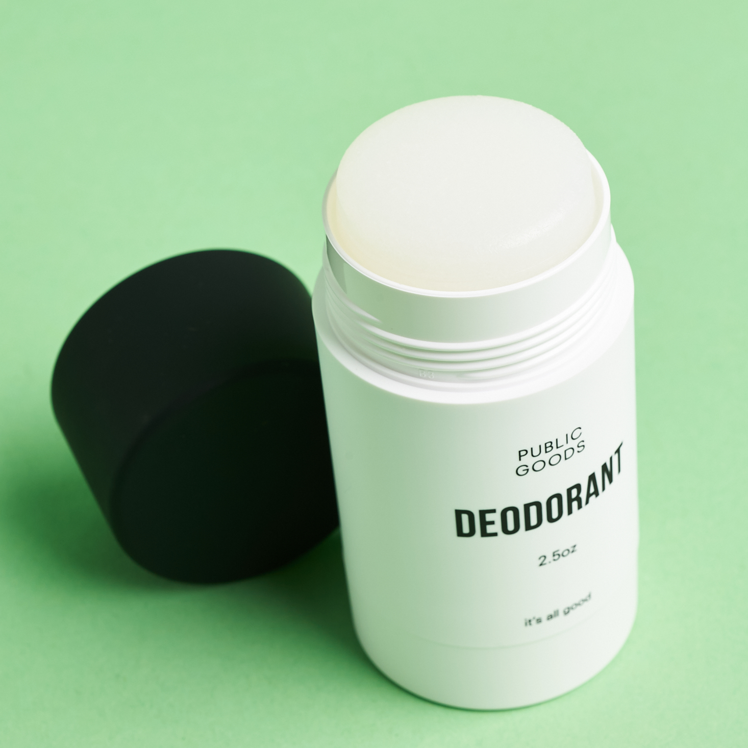 Public Goods Natural Deodorant with cap off