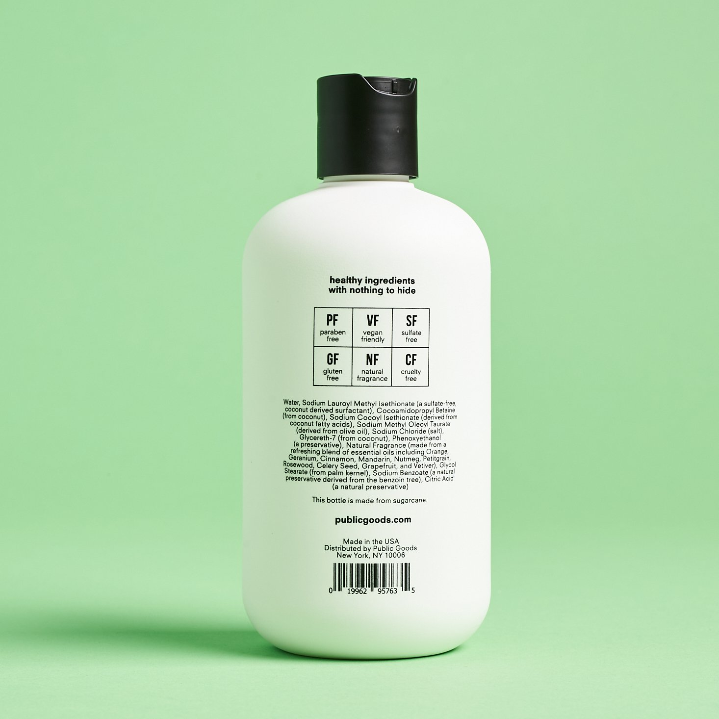 back of Public Goods Body Wash