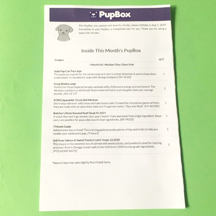 PupBox Puppy Box March 2020 Card