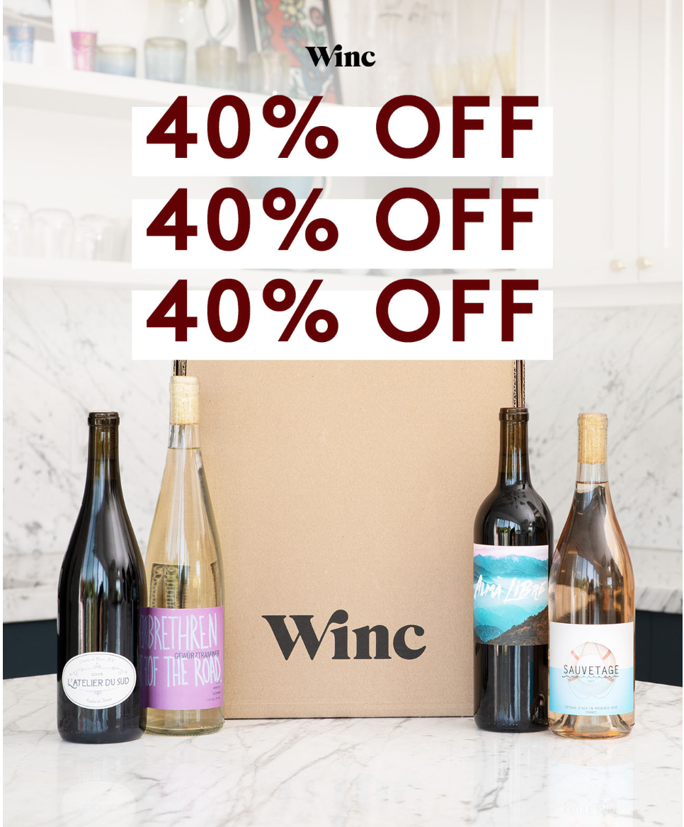 Extended! Winc Sale – 40% Off Your First Box!