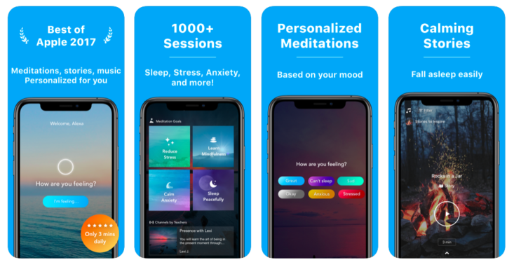 Images of Aura meditation app via the Apple App Store.
