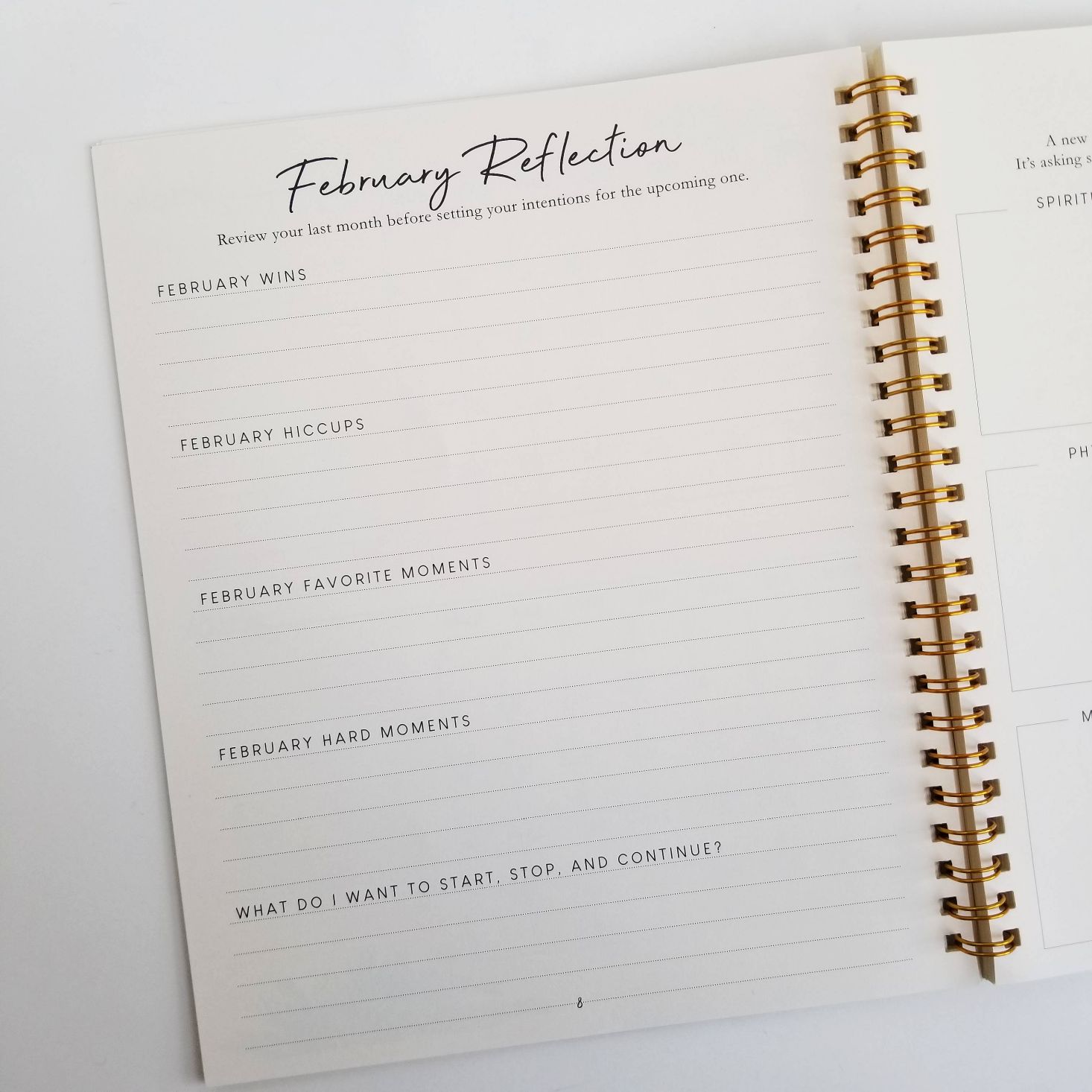 Silk + Sonder Planner March 2020 february reflectons