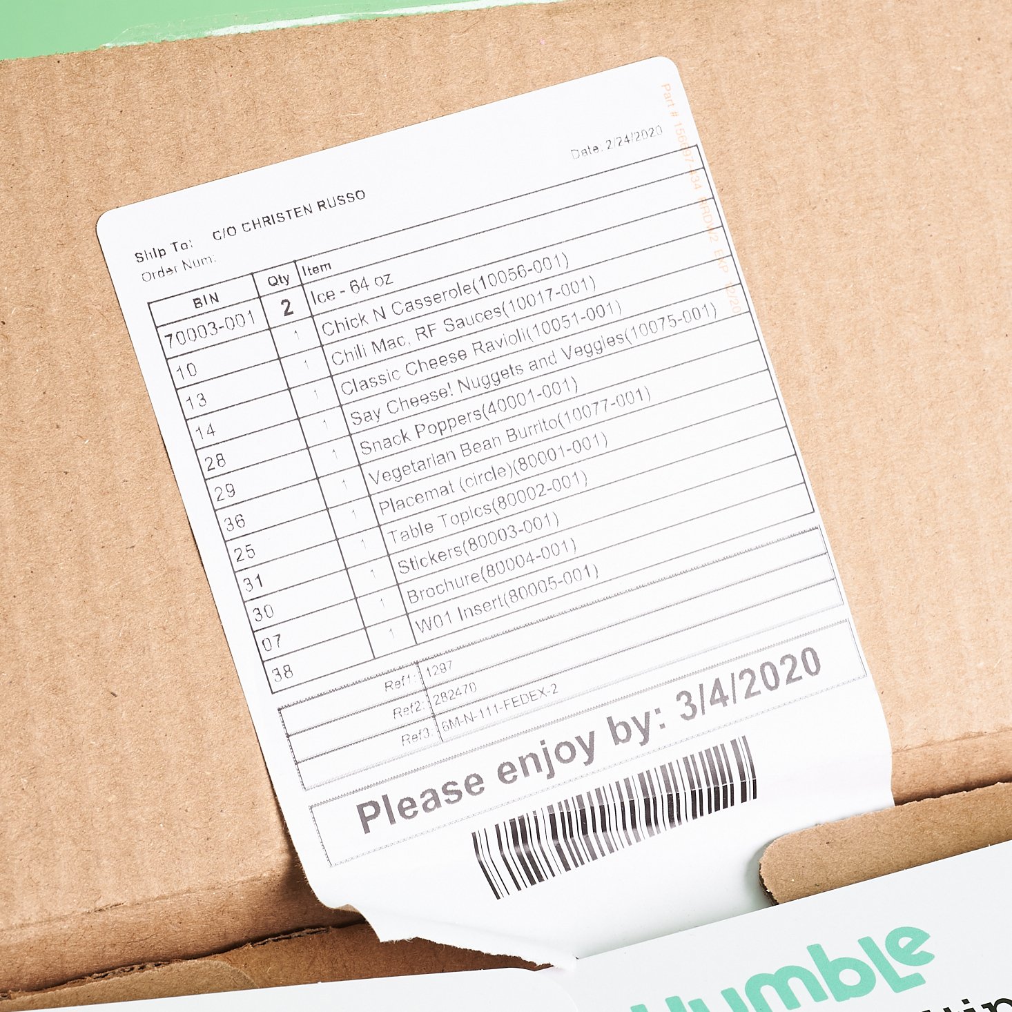 Yumble Subscription packing information