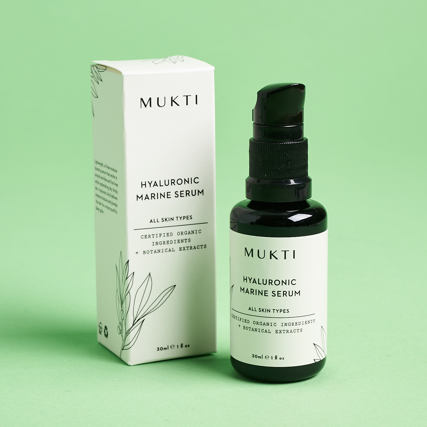 Mukti Organics Hyaluronic Marine Serum w box