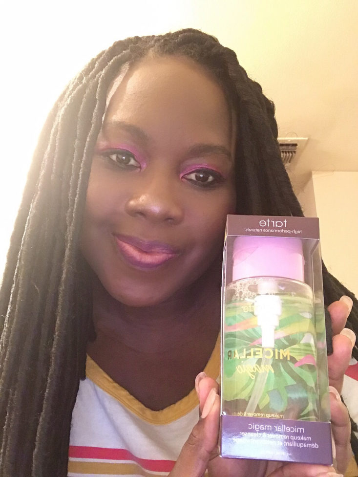 Boxycharm Tutorial May 2020 - Holding Up The Tarte Micellar Water Product