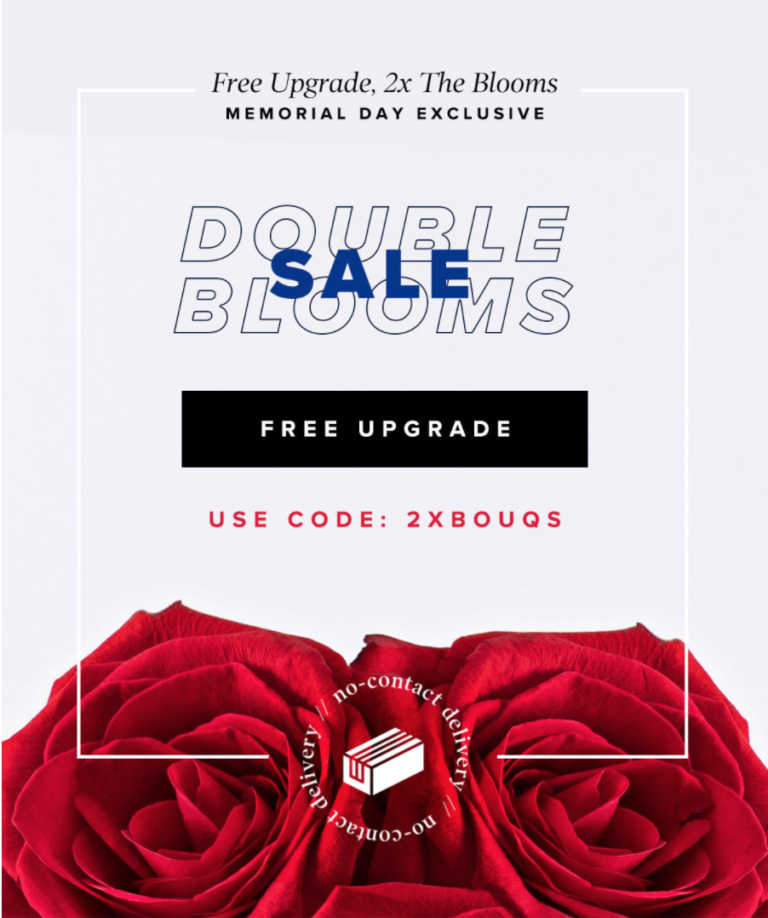 The Bouqs Memorial Day Coupon Free Double Blooms! MSA