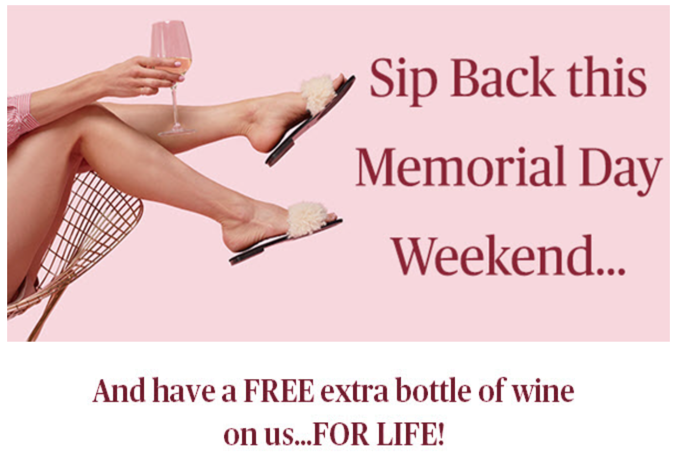 Vine Oh! Memorial Day Deal – Free Extra Bottle of Wine for Life!