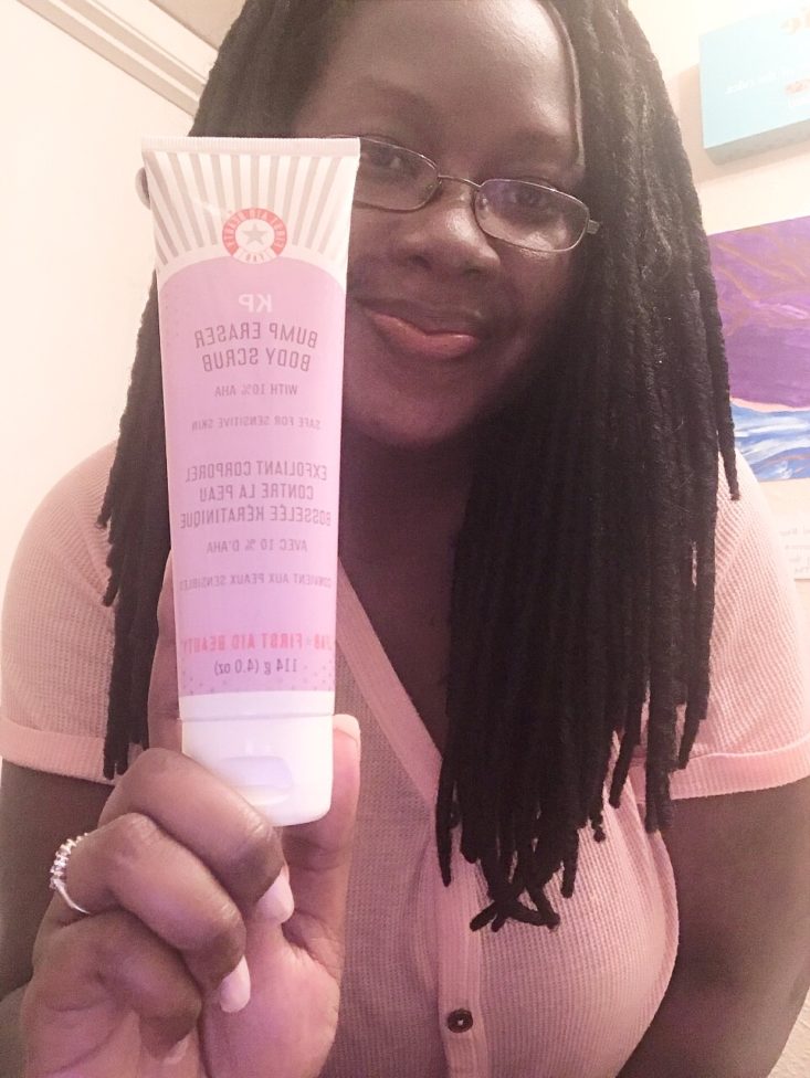 Boxycharm Tutorial June 2020 - Holding Up KP Bump Eraser Body Scrub Front