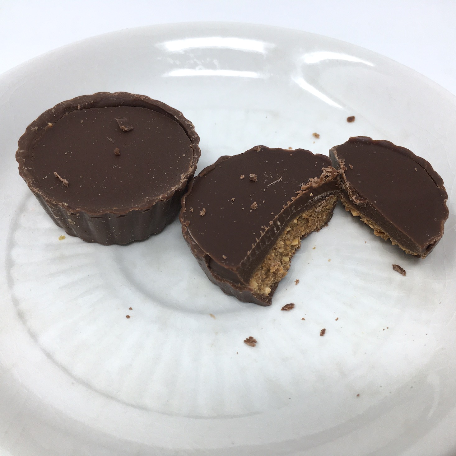 supernature chocolate peanut butter cups on white plate