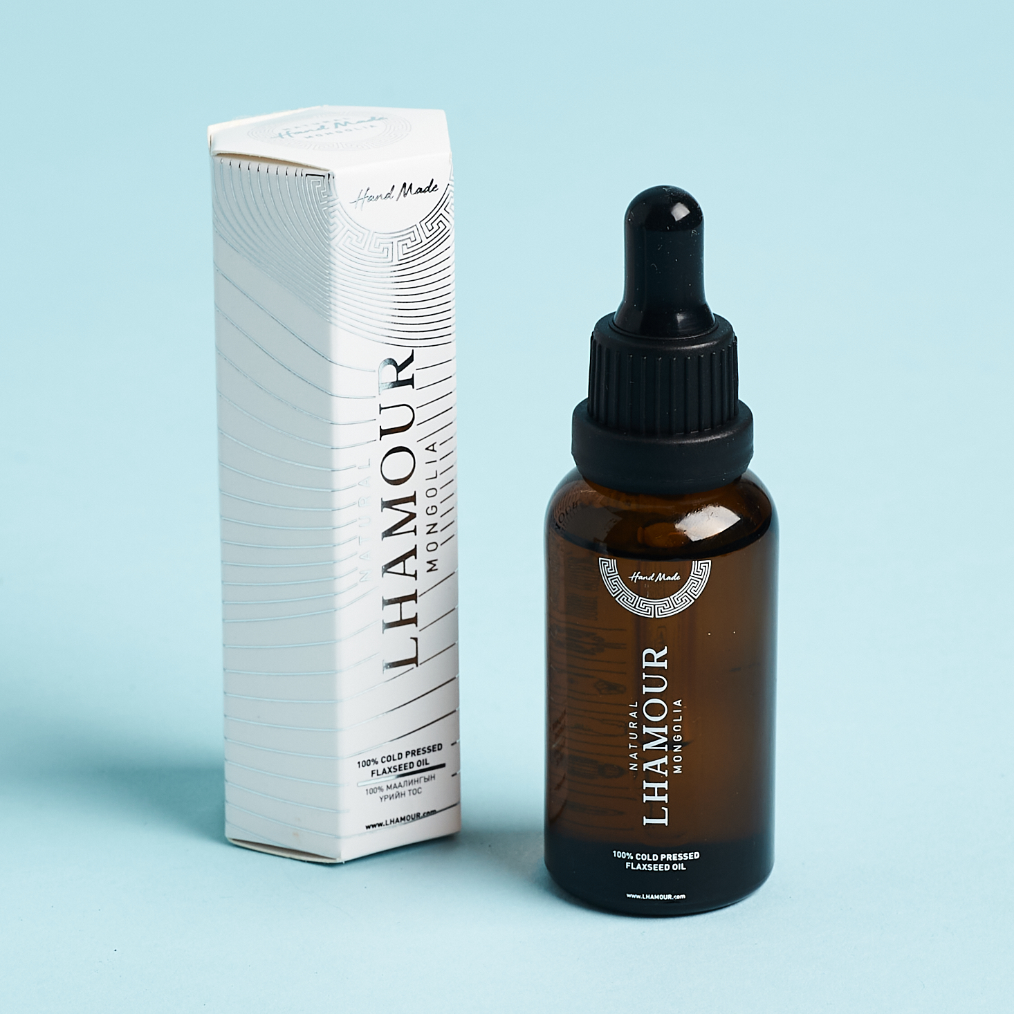 Lhamour Cold Pressed Flaxseed Oil Front for Nourish Beauty Box July 2020