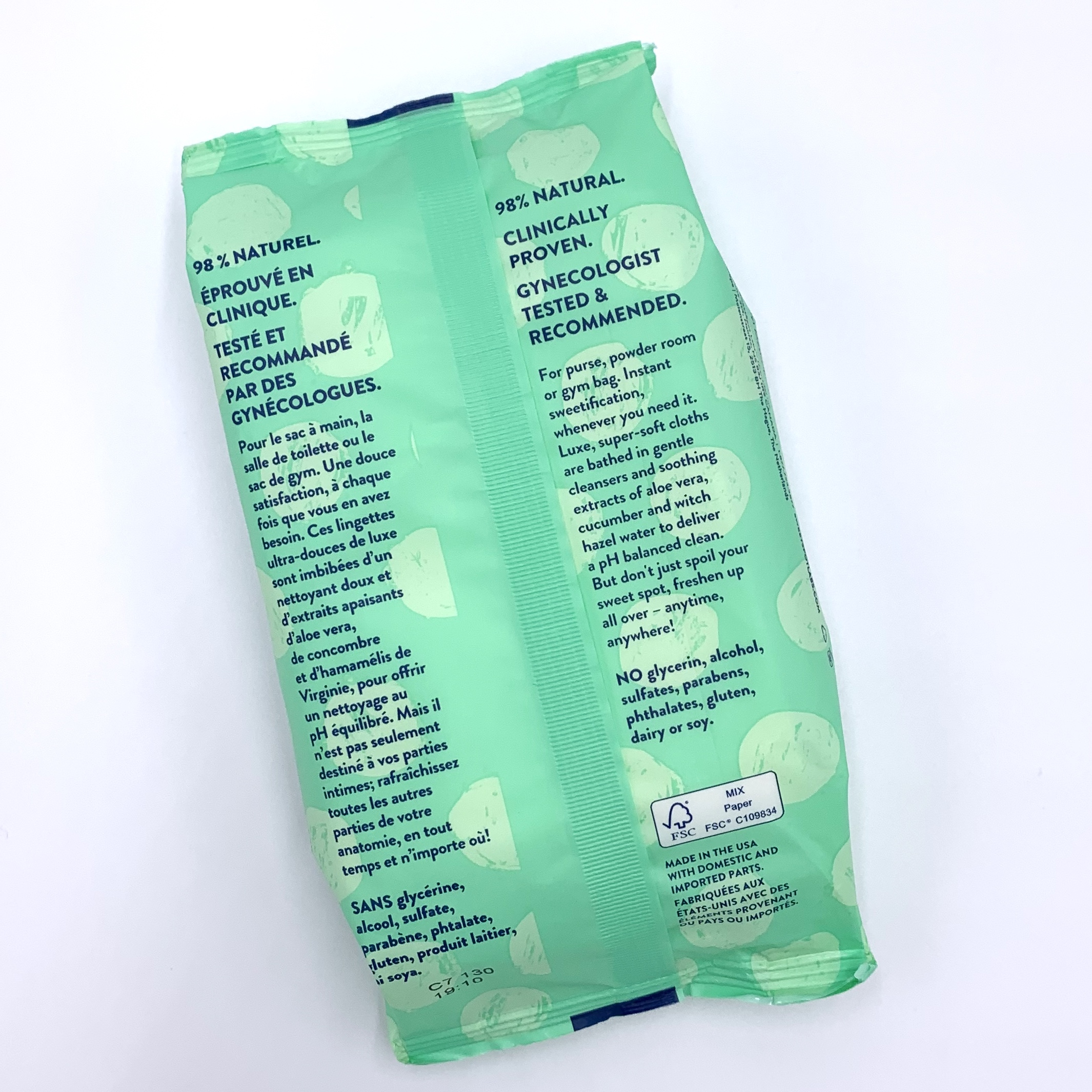 SweetSpot Coconut Lime On-the-Go Feminine Wipes Back for Cocotique July 2020