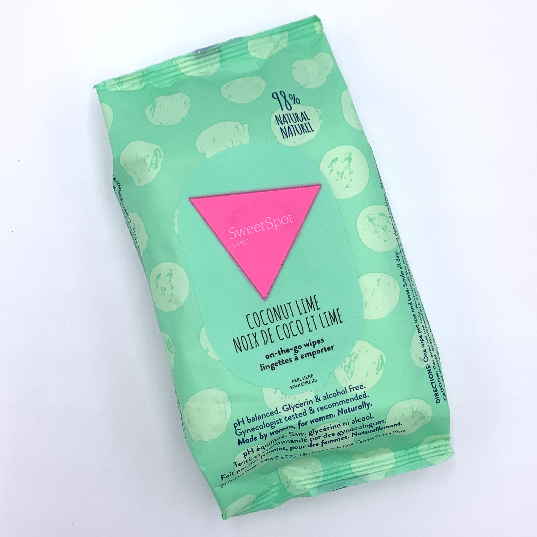 SweetSpot Coconut Lime On-the-Go Feminine Wipes Front for Cocotique July 2020