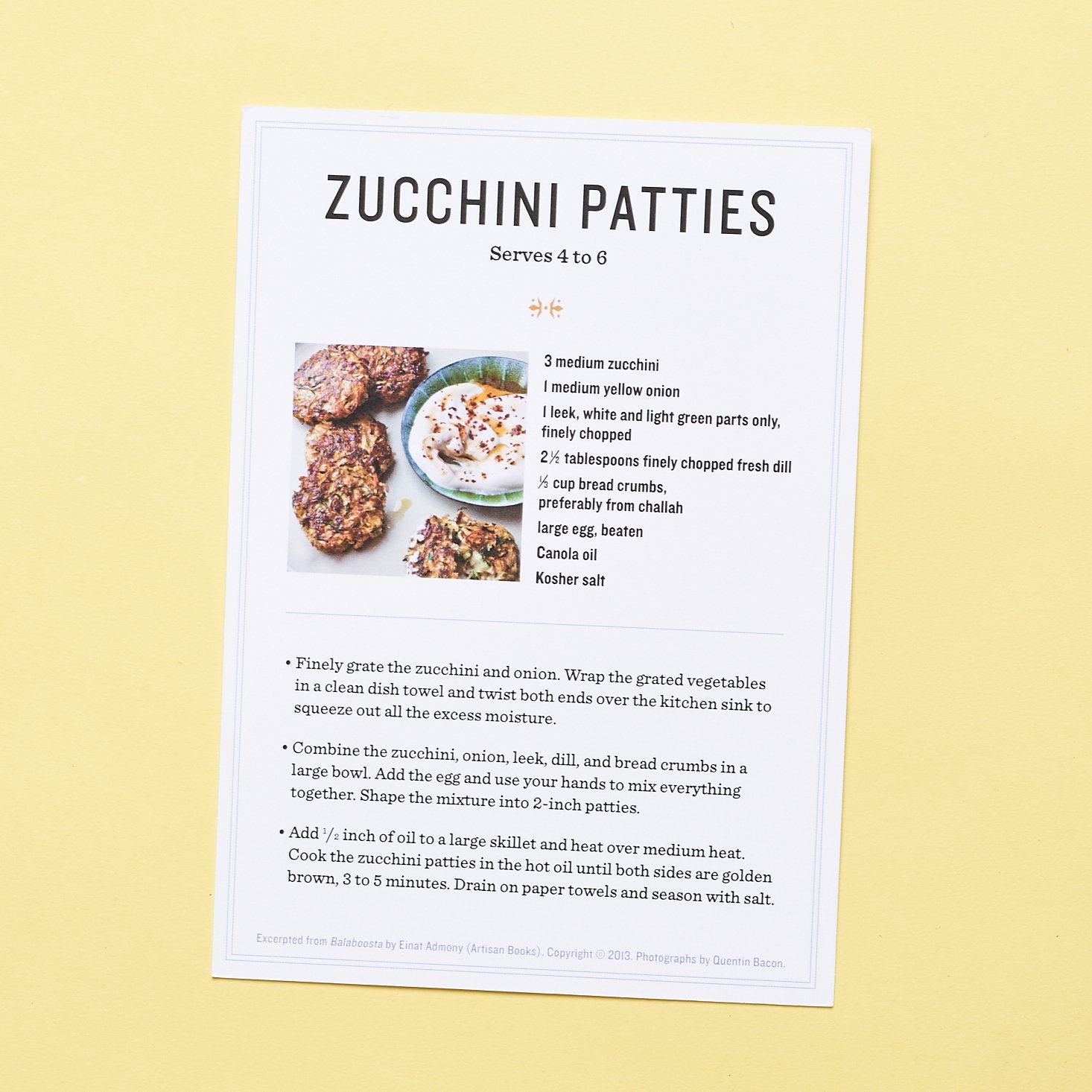 Recipe card for Zucchini Patties