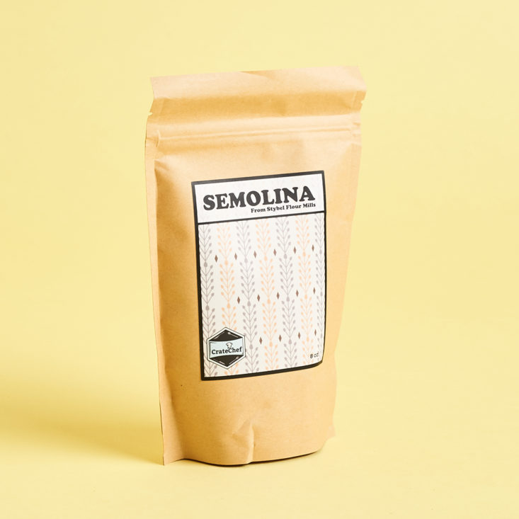A small brown bag of Seolina flour.