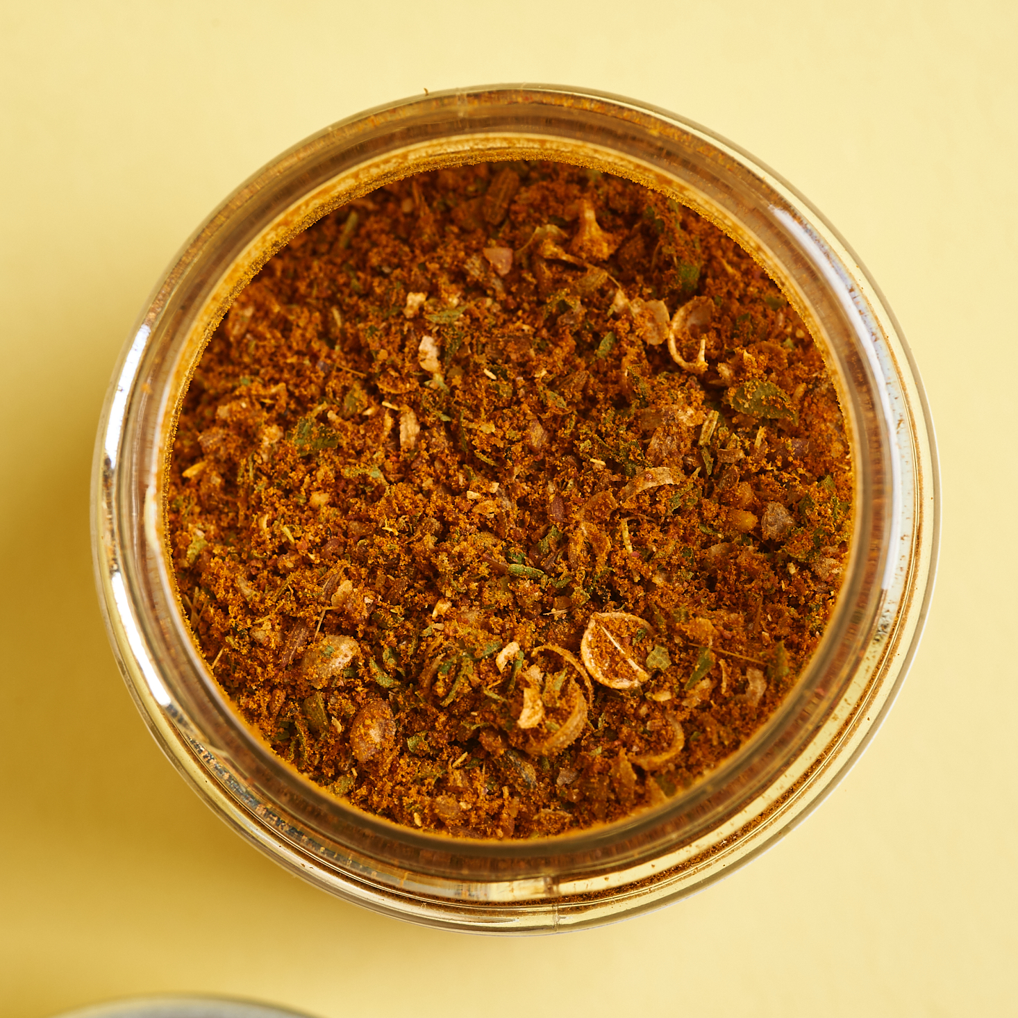 A detail shot of the open Schwarma Spice far showing the contents of the dry spice mix