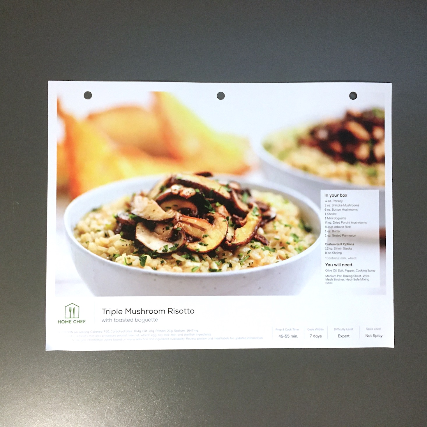 mushroom risotto recipe card showing plated dish