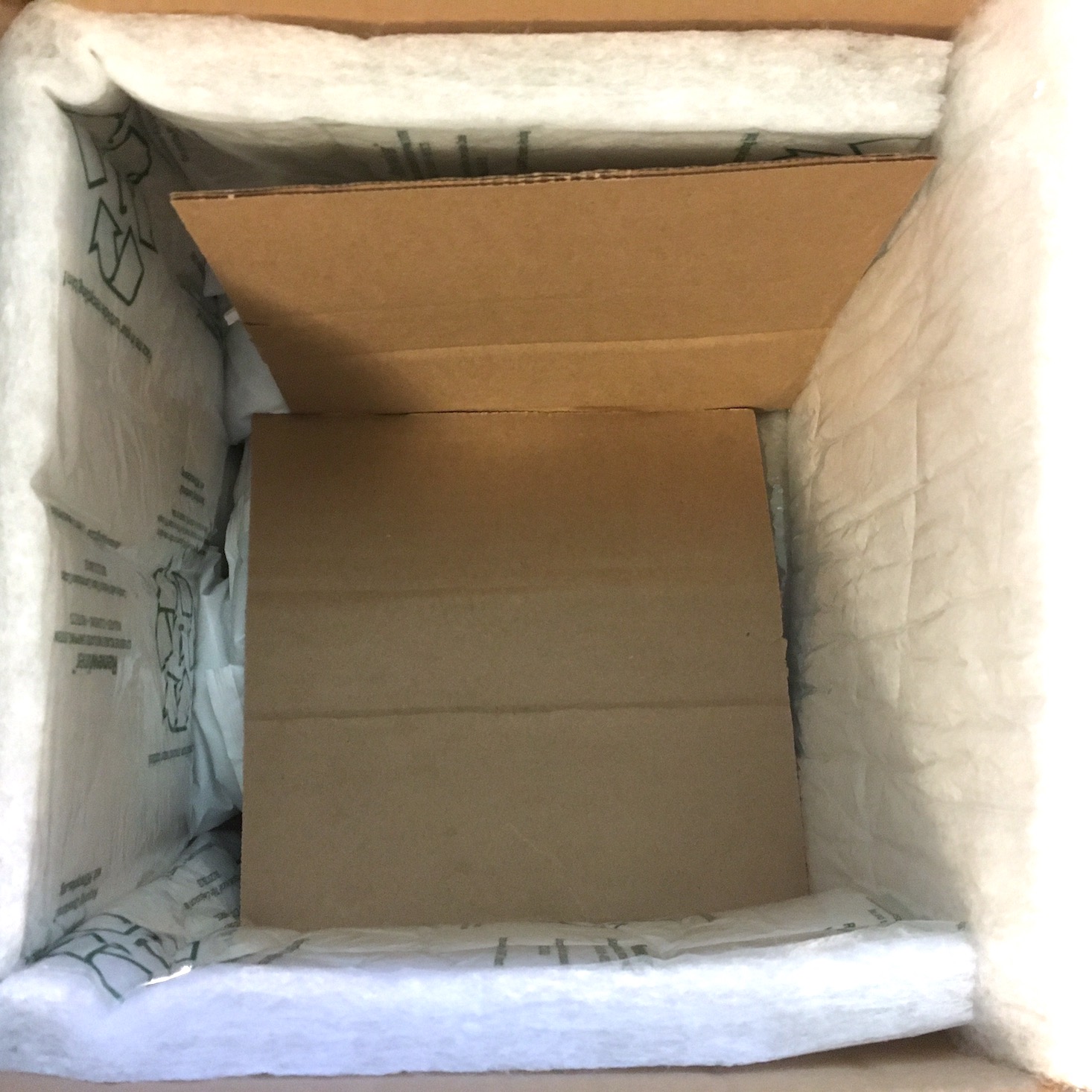 opened box showing. cardboard dividers