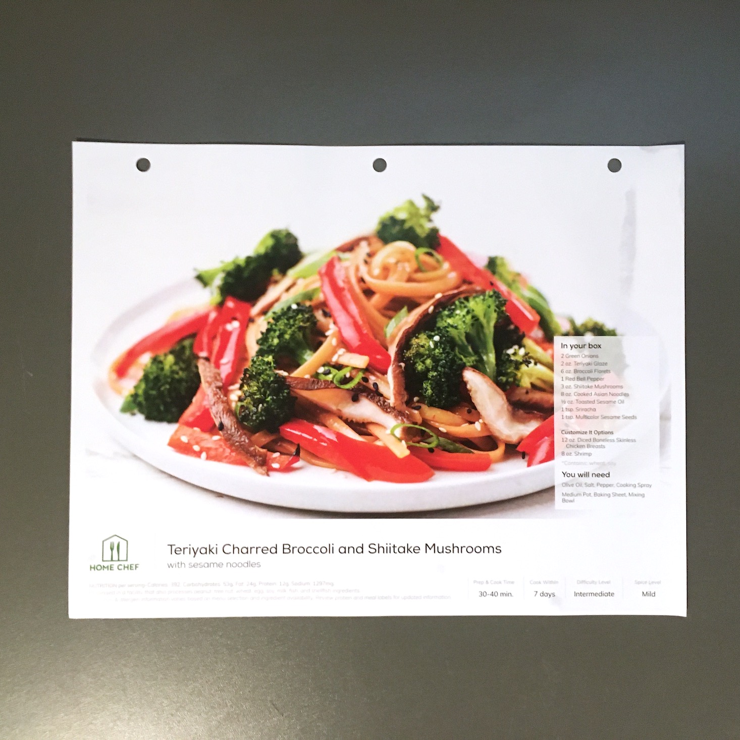 teriyaki noodles recipe card front showing plated dish