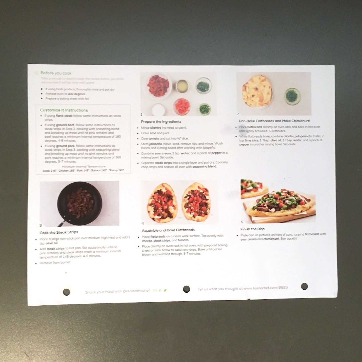 steak flatbread recipe card back