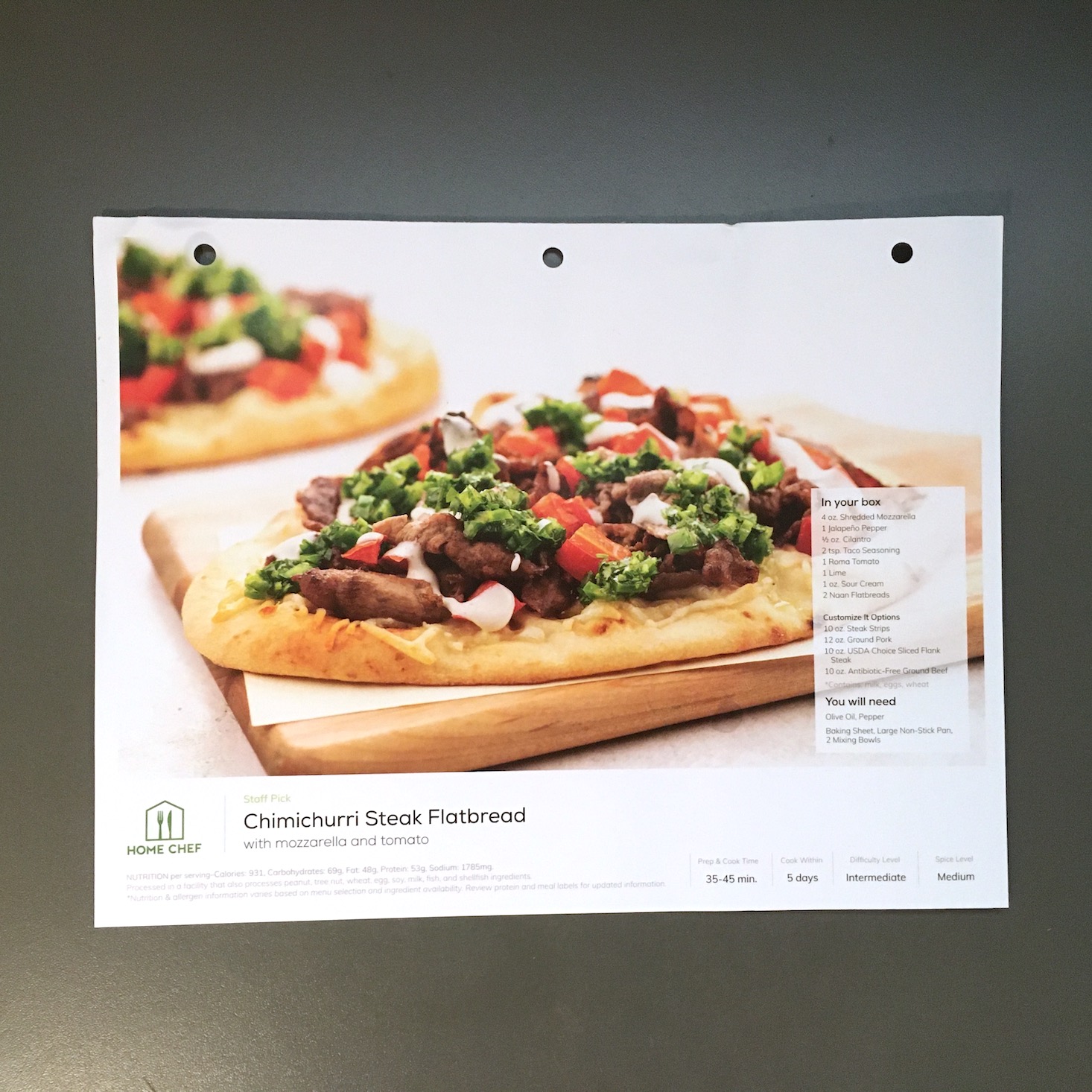 steak flatbread recipe card front