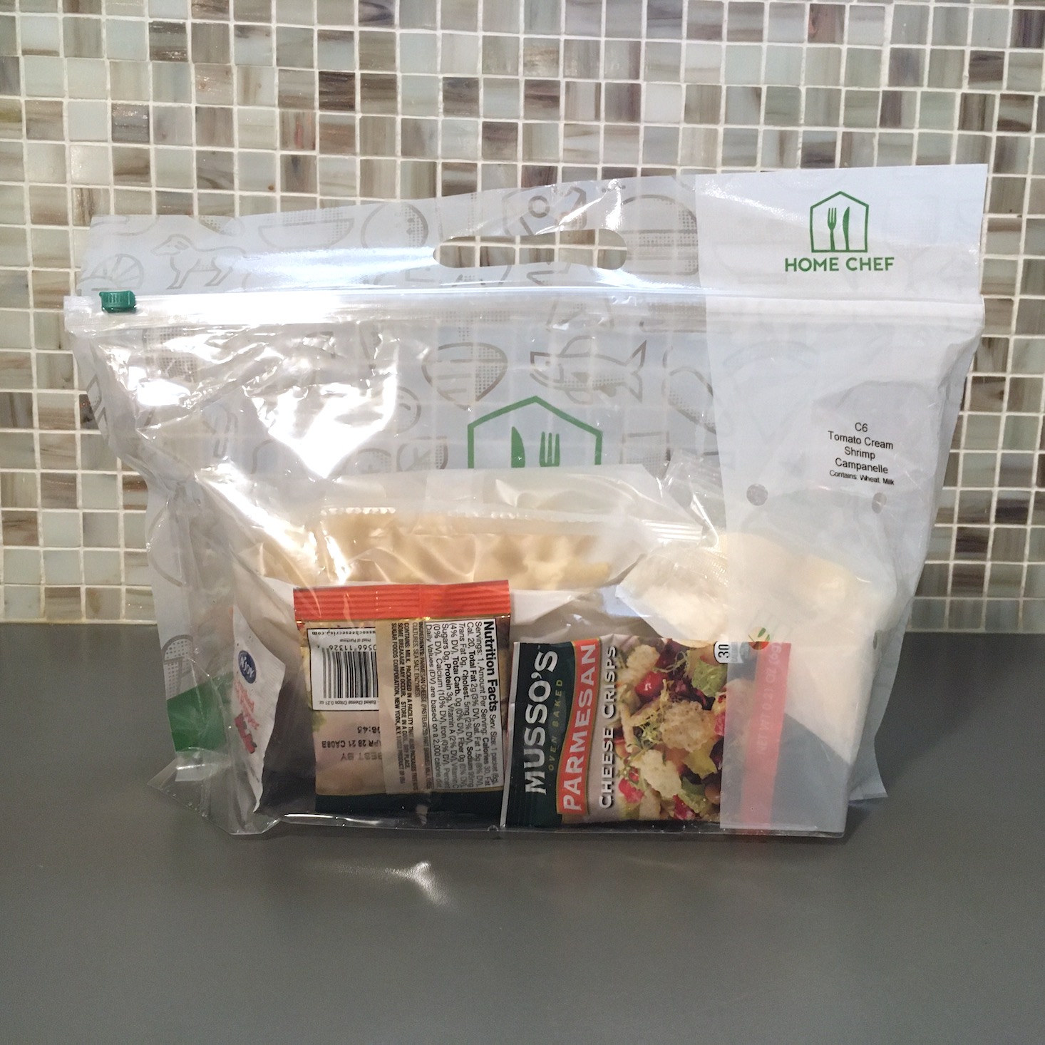 tomato shrimp pasta ingredients bag