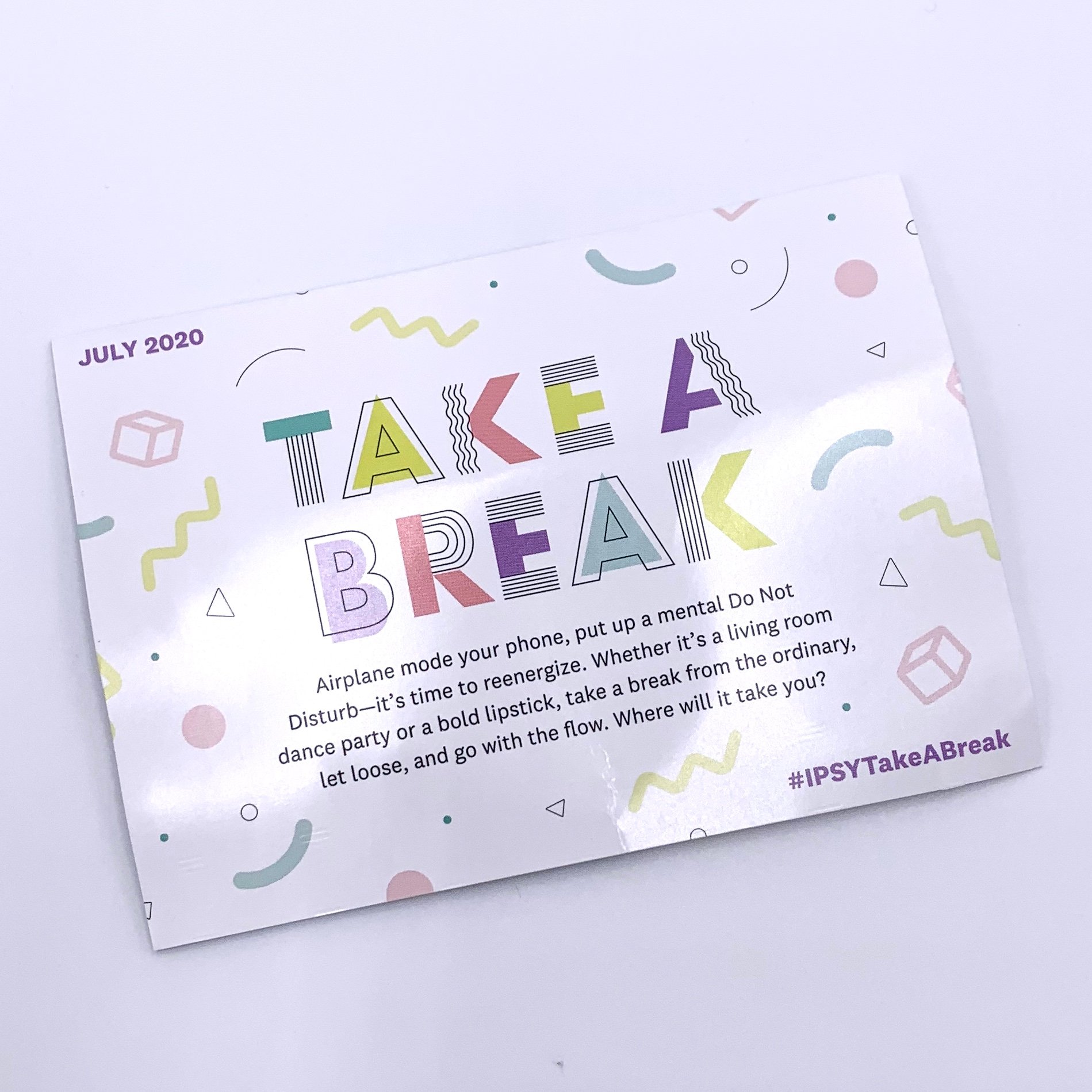 Card Front for Ipsy Glam Bag July 2020