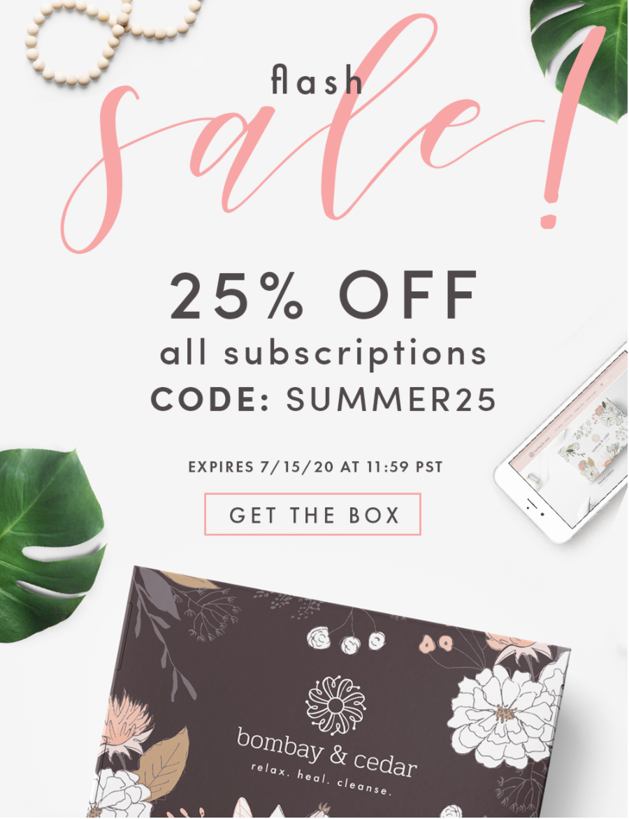 Bombay & Cedar Flash Sale – 25% Off Lifestyle & Beauty Box Subscriptions!
