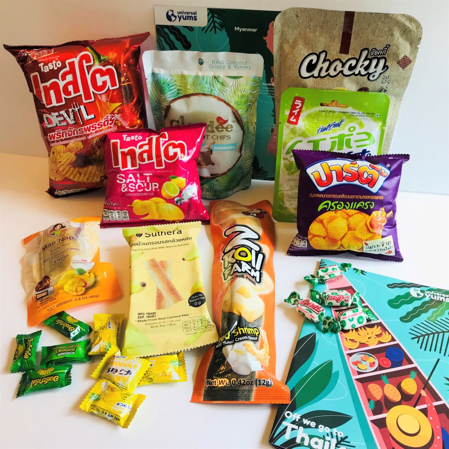 Snacks from Thailand in the Universal Yums box.