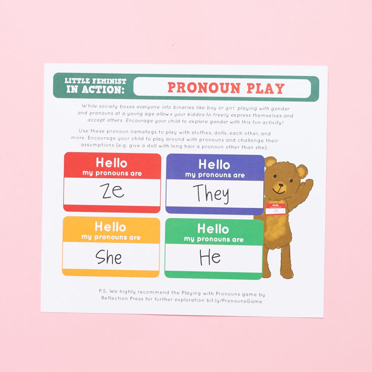 Little Feminist 0-3 August pronoun card