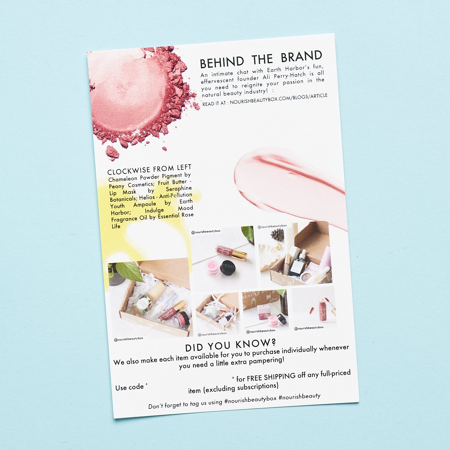 Card Front for Nourish Beauty Box August 2020