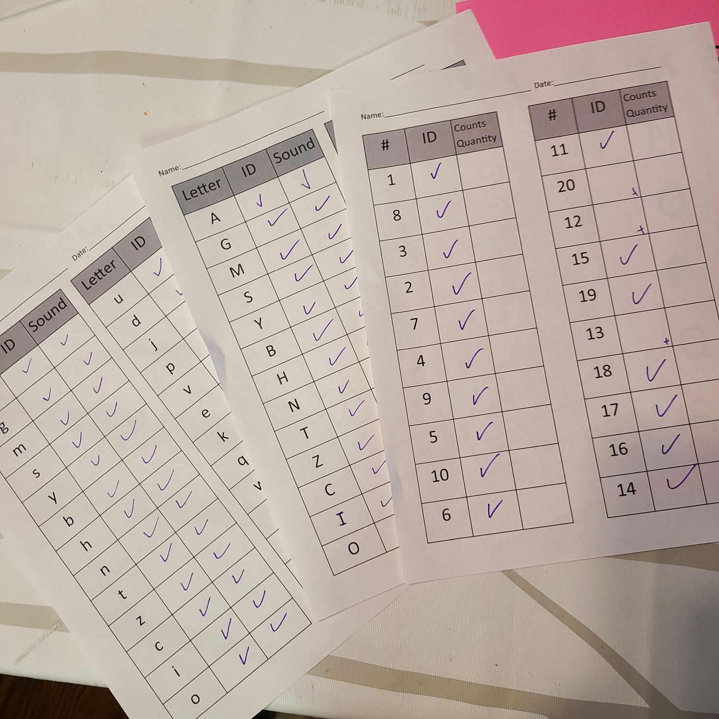 Preschool Box July 2020 end assessment checkboxes