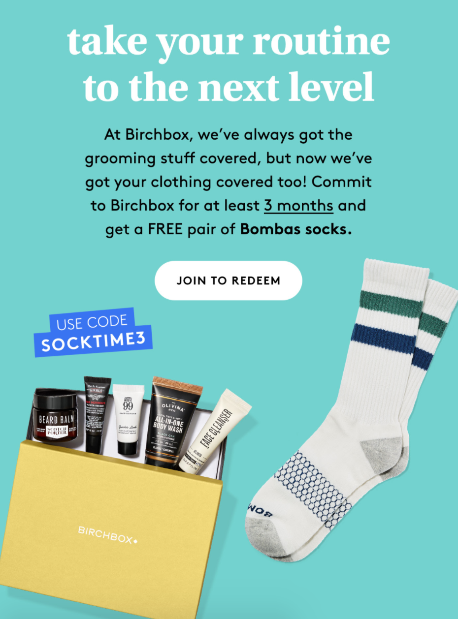 Birchbox Grooming Coupon – FREE Bombas Socks With Subscription