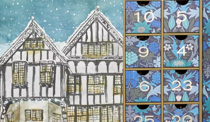 Close-up of the Liberty London 2020 advent calendar