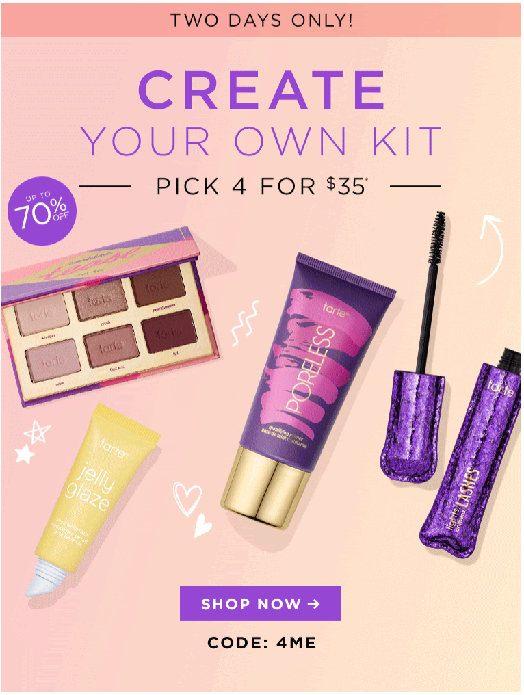 Create Your Own Tarte Kit – Two Days Only!