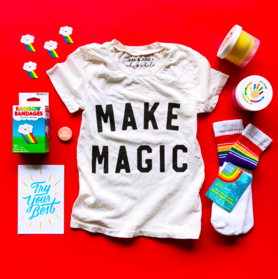 Kids clothes and toys from the Why and Whale subscription.