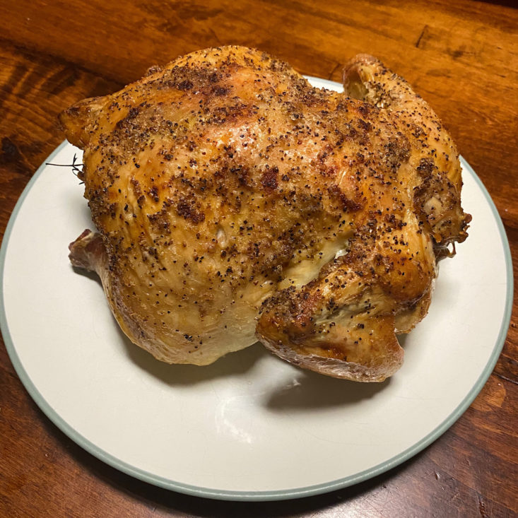 Cooked roasted chicken on a plate