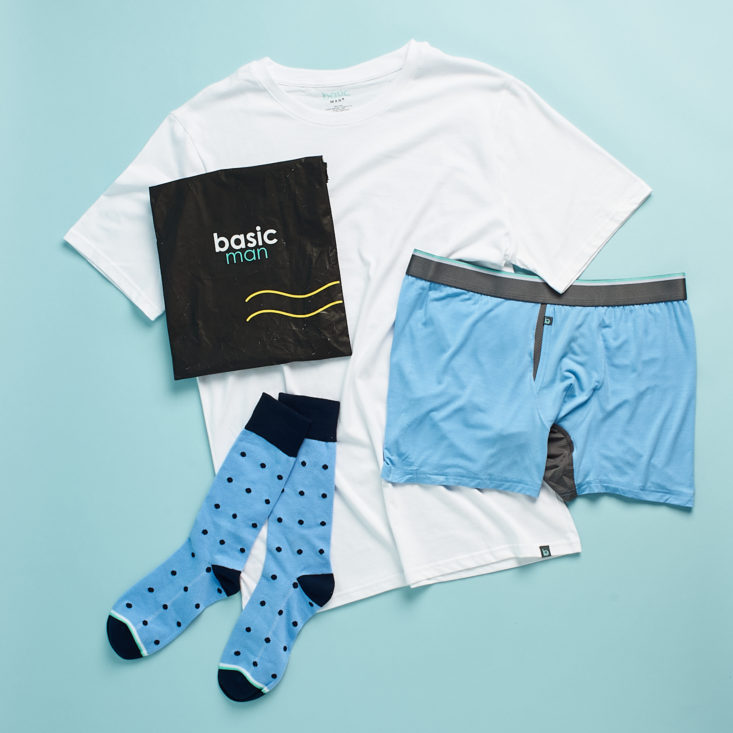 Men's tee, boxers, and socks from Basic Man.