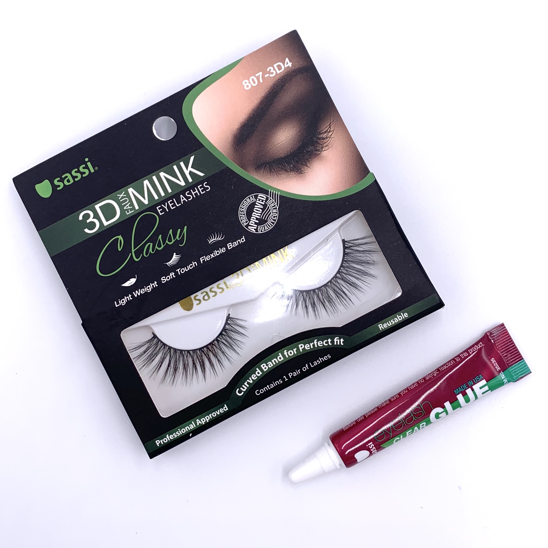 Sassi 3-D Faux Mink Lashes - Classy and Sassi Salon Eyelash Glue - Clear Front for Cocotique September 2020