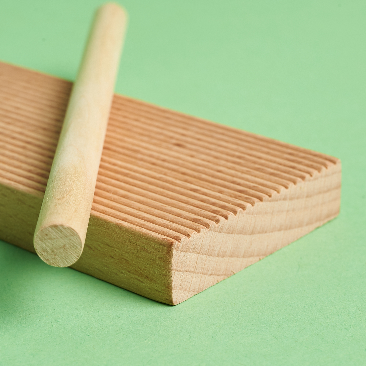 Showing detail of the ridged texture of the pasta roller set