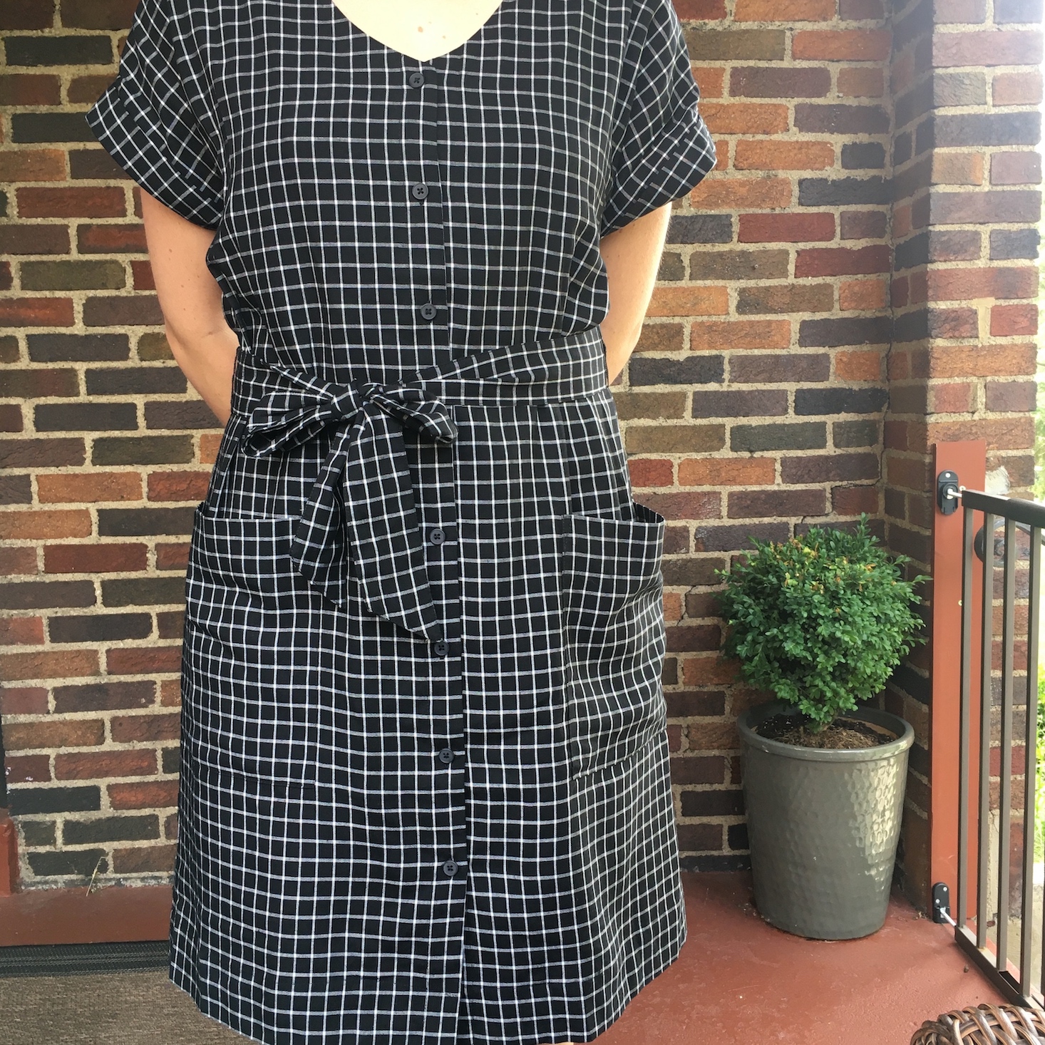 Frank and Oak September 2020 black checked dress