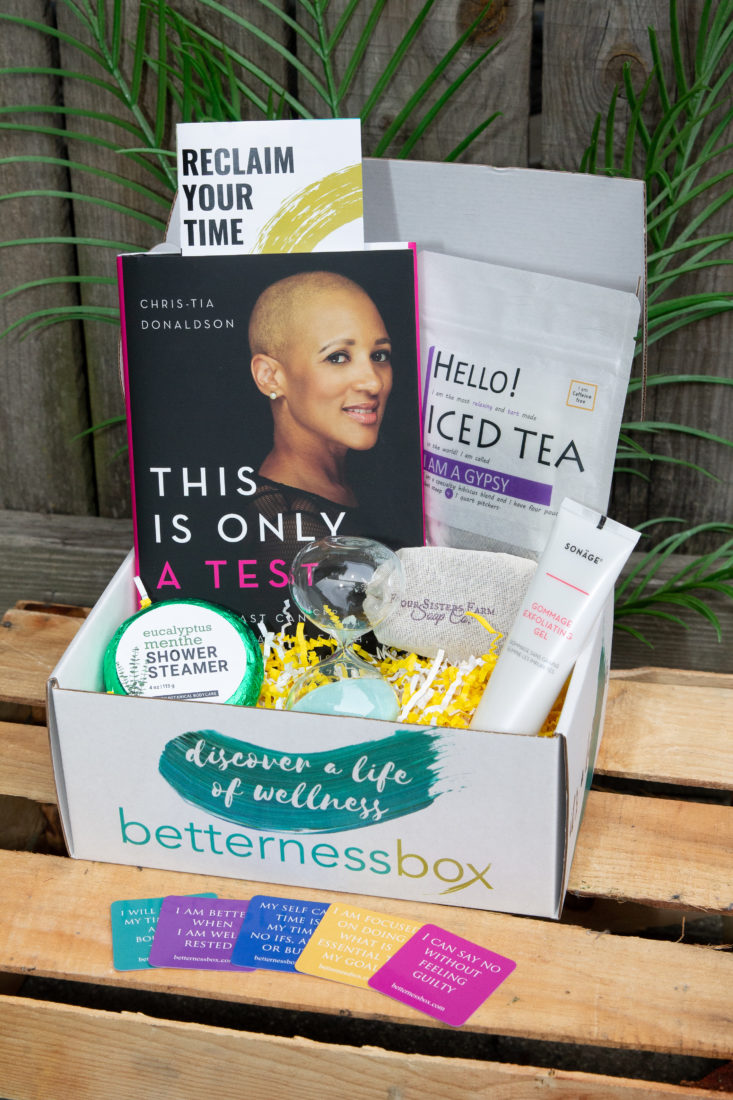 box with book shower and bath products