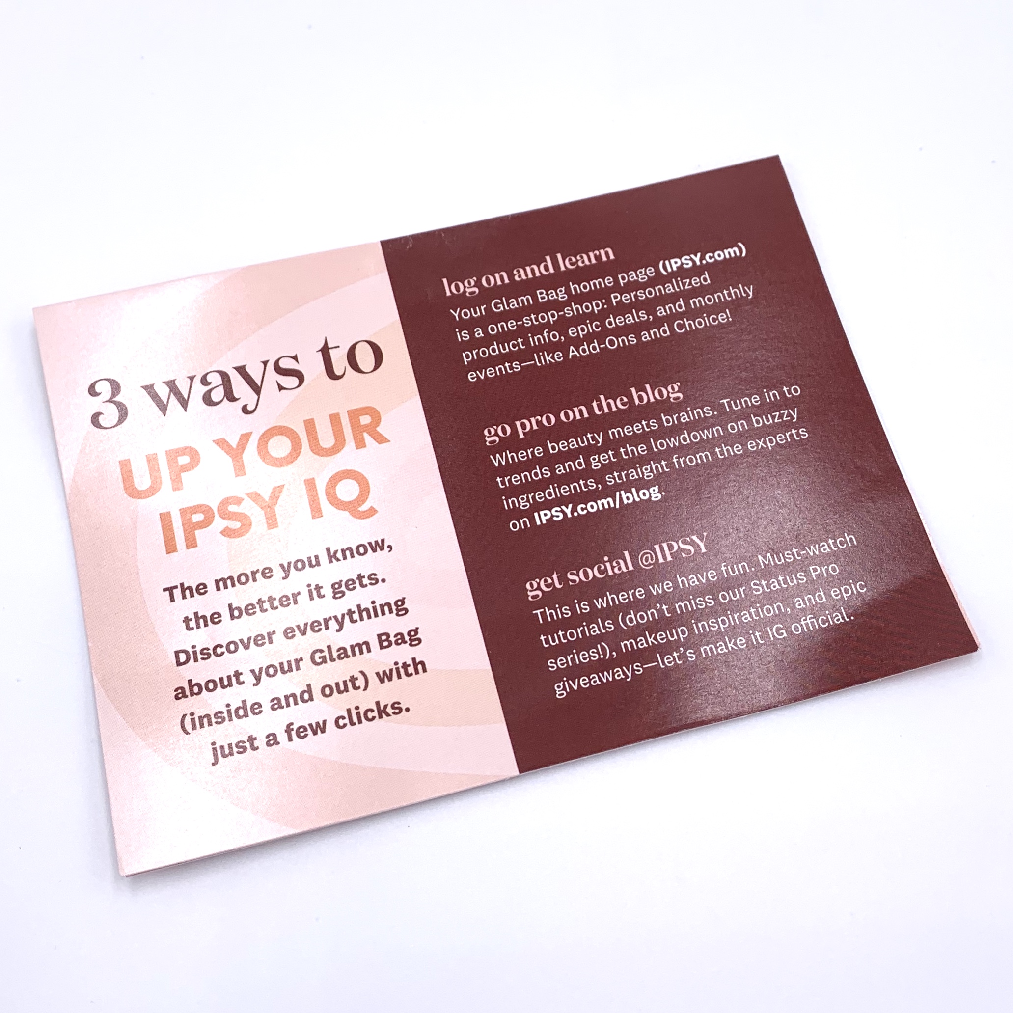 Card Back for Ipsy Glam Bag September 2020